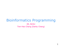 Bioinformatics Programming - National Cheng Kung University