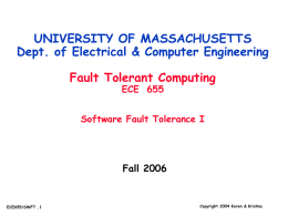 Part14: Software fault Tolerance I