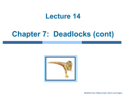 Lecture #14: Deadlocks