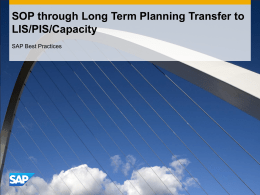 SOP through Long Term Planning Transfer to LIS