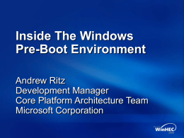 Inside The Windows Pre-Boot Environment