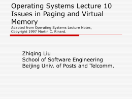 Operating Systems Lecture 10 Issues in Paging and Virtual Memory