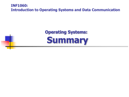 Introduction to Operating Systems and Data Communication