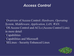Access Control and SELinux