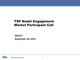 TSP Engagement Market Call