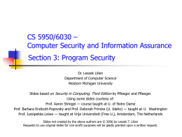 Section 3: Program Security - Computer Science