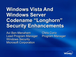 Windows Vista And Windows Server Codename