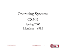 CS502 Course Introduction (Spring 2006)