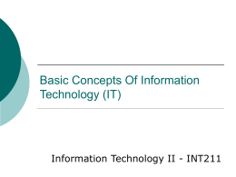 Basic Concepts Of Information Technology
