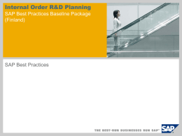 Internal Order R&D Planning