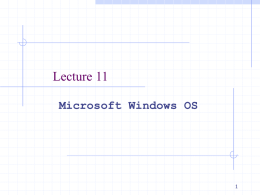 Lecture 11 Microsoft Windows OS_rev2