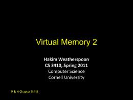 Virtual Memory 2 - Cornell Computer Science