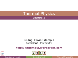 First Law of Thermodynamics - Erwin Sitompul