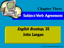 Subject/Verb Agreement - McGraw Hill Higher Education