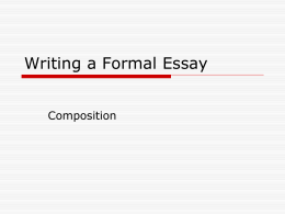Writing Formal Essays PPT