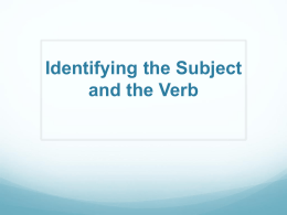 Subject and Verbs - Leon County Schools