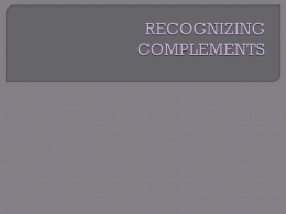 RECOGNIZING COMPLEMENTS - Madison County Schools