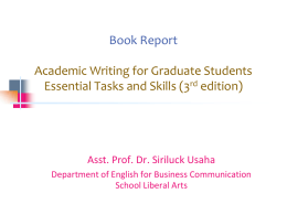Academic Writing for Graduate Students Essential Tasks and Skills