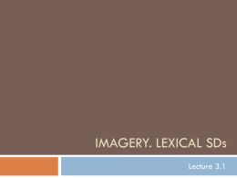 IMAGERY. LEXICAL SDs