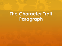 The Character Trait Paragraph