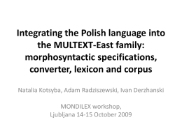 Integrating the Polish language into the MULTEXT