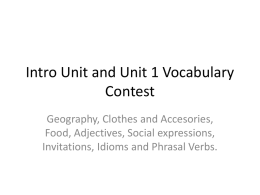 Intro Unit and Unit 1 Vocabulary Contest