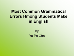 Most Common Grammatic Mistakes Hmong Students Made in English