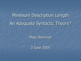Minimum Description Length - Linguistics and English Language