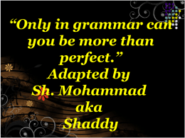 Only in grammar can you be more than perfect.” Adapted by