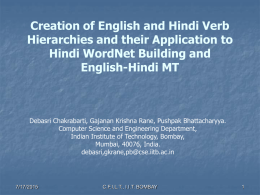 Creation of English and Hindi Verb Hierarchies and their