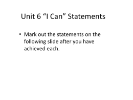 Unit 6 “I Can” Statements - Butler County School District