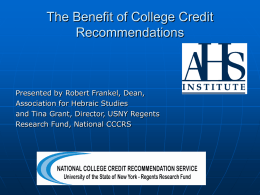 The Benefit of College Credit Recommendations