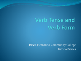 Verb Tense and Verb Form - Pasco