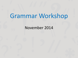 Grammar Workshop for Parents November 2014