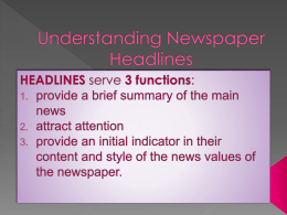 Understanding Newspaper Headlines