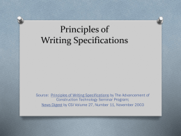 Principles of Writing Specifications