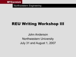 NSEC Writing Workshop I - Northwestern University