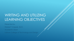 Writing and utilizing Learning objectives