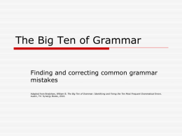 The Big Ten of Grammar - Mrs. Bannecker's Web Page