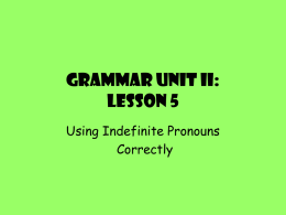 Grammar Unit II: Lesson 1.2