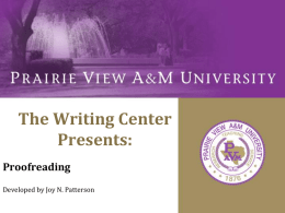 Proofreading - Prairie View A&M University