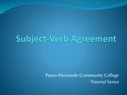 Subject-Verb Agreement - Pasco