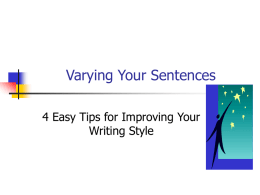 Varying Your Sentences