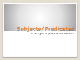 Subjects/Predicates