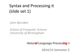 Syntax and Parsing 1 - Computer Science