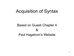Acquisition of Syntax