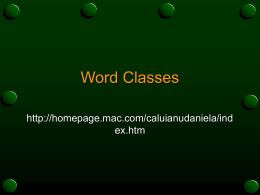 Word Classes - Daniela Caluianu`s Homepage