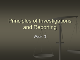 Principles of Investigations and Reporting
