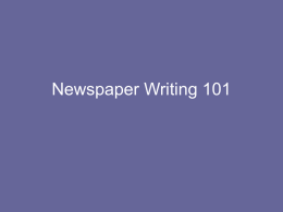 Newspaper Writing 101