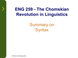 Syntax Summary - Chu Hai College